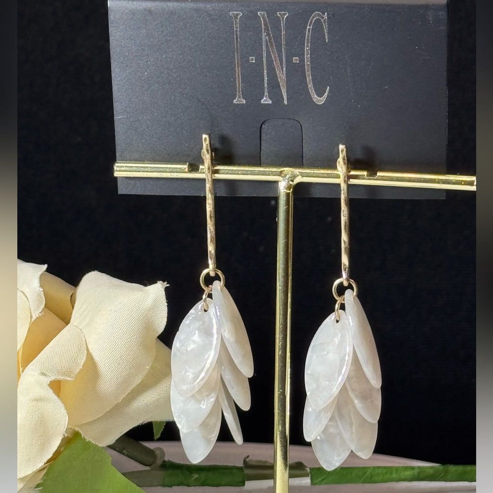 INC Interntnl Concepts Gold-Tone Mother-of-Pearl Linear Drop Earrings 2.75in